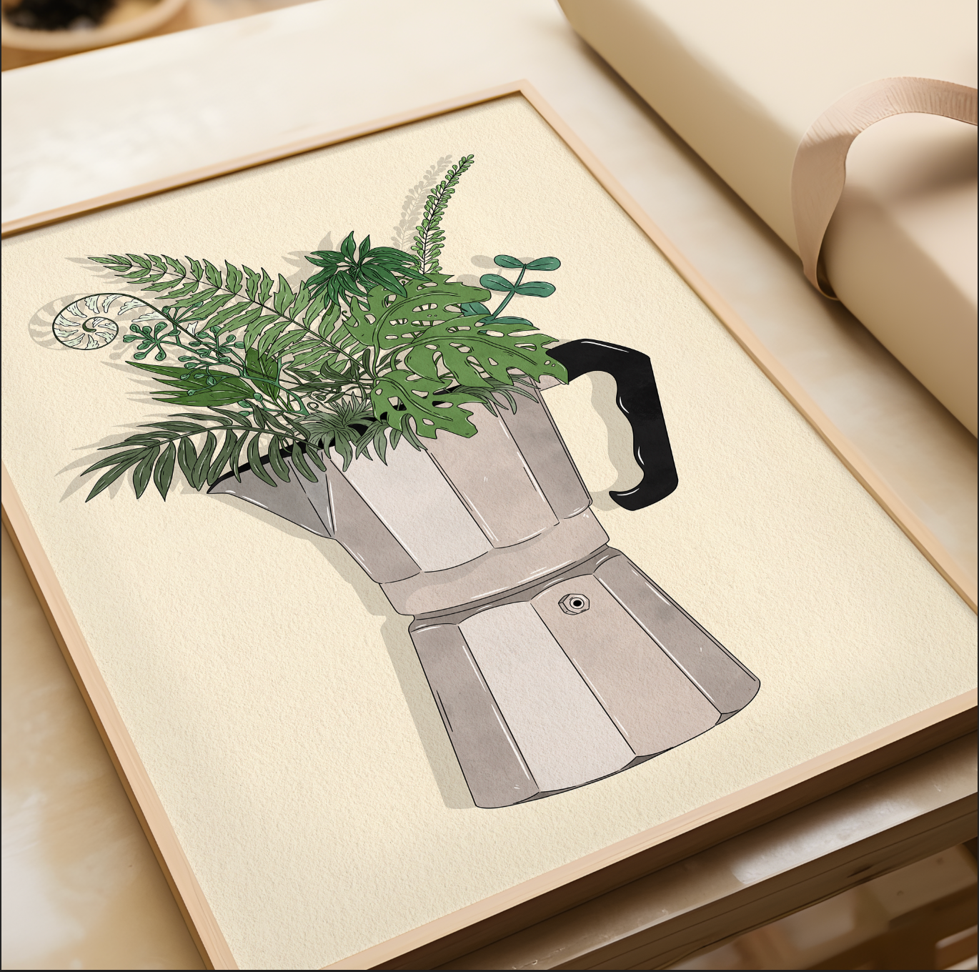 Coffee Pot and Flowers - Coloured Version