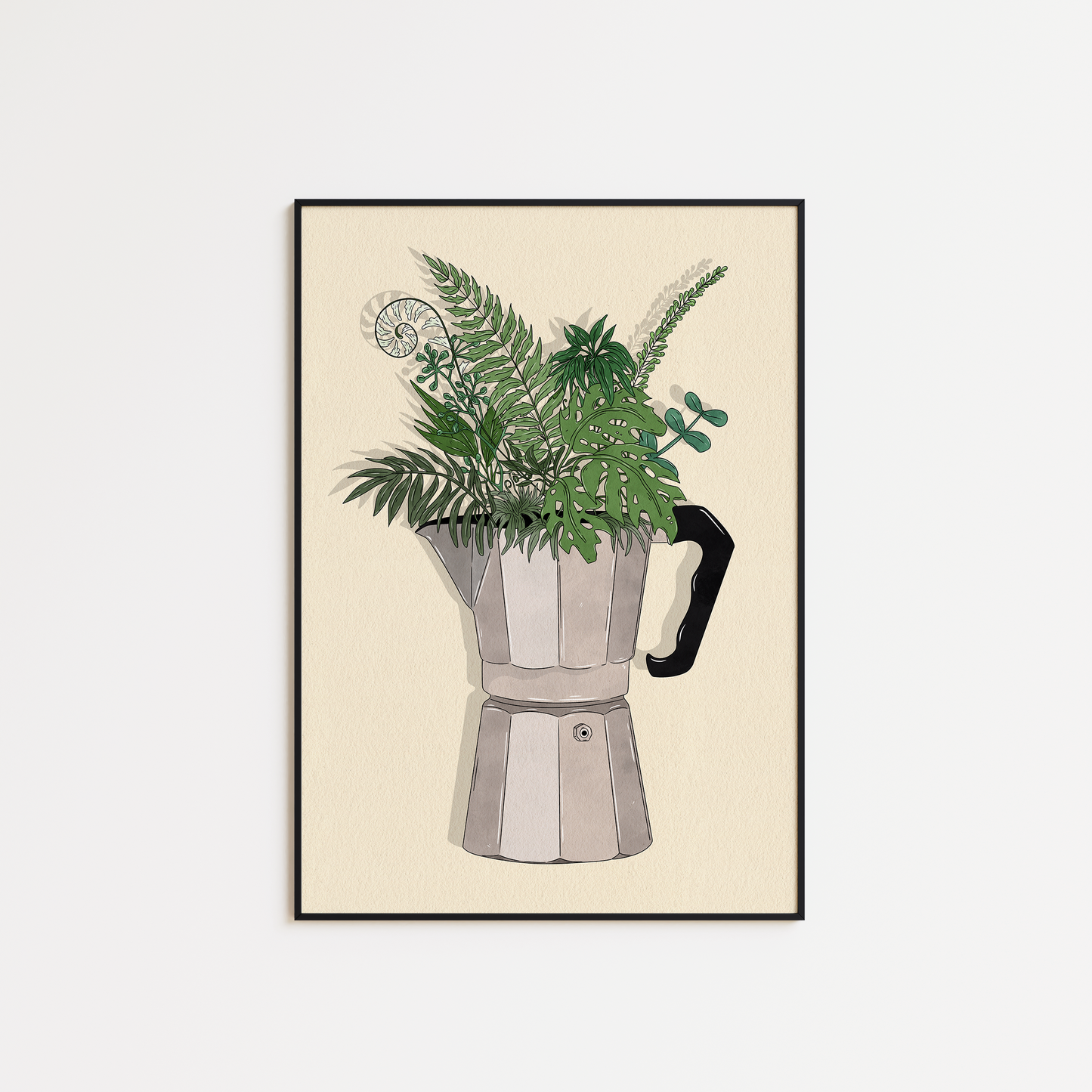 Coffee Pot and Flowers - Coloured Version