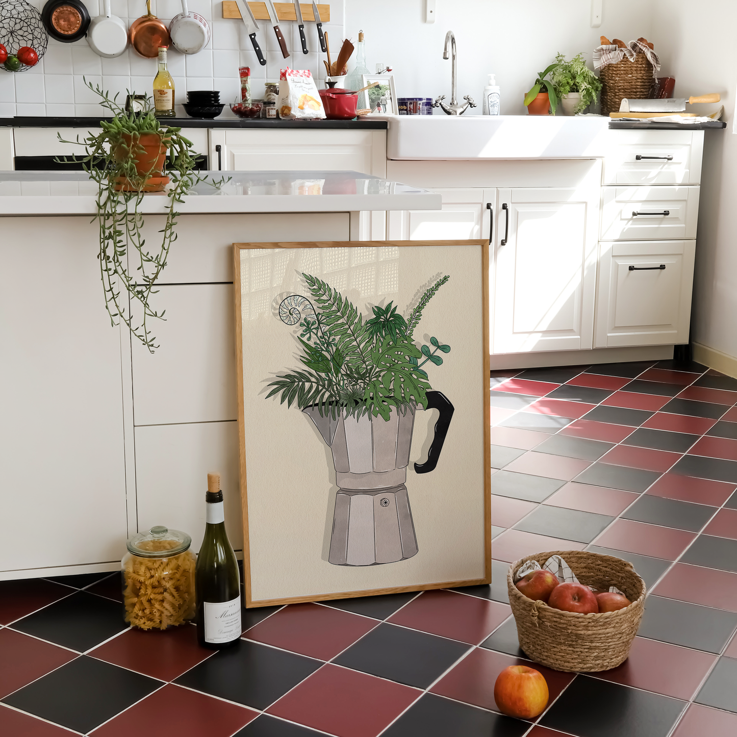 Coffee Pot and Flowers - Coloured Version
