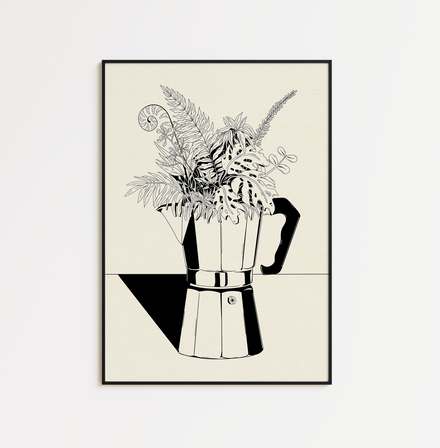 Coffee Pot and Flowers